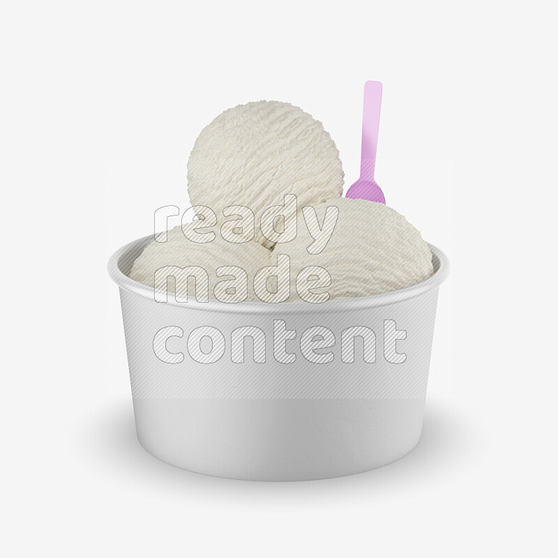 Ice cream in a white rough paper cup mockup isolated on white background 3d rendering