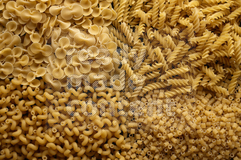 4 types of pasta filling the frame