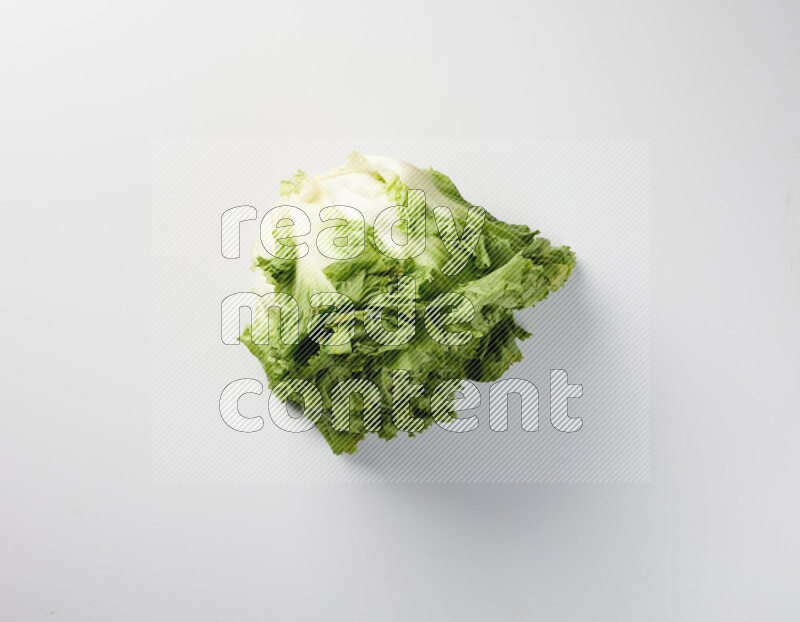 A fresh head of lettuce with green leaves on white background