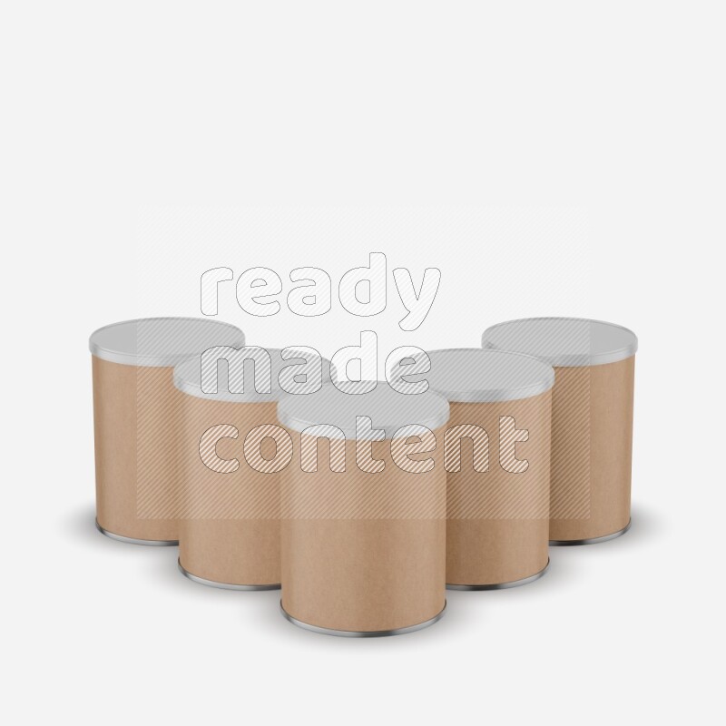 Set of Kraft paper tube mockup with plastic cap isolated on white background 3d rendering