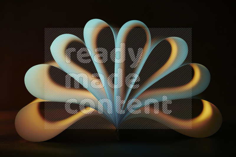 فن تجريدي يعرض منحنيات وتدرجات اللون الأصفر والأخضر مكونه بضوء ملون