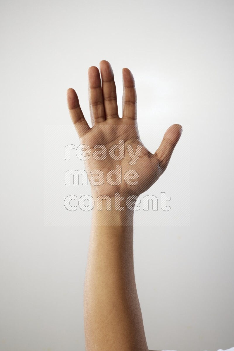 Male Hand with numbers sign on white Background
