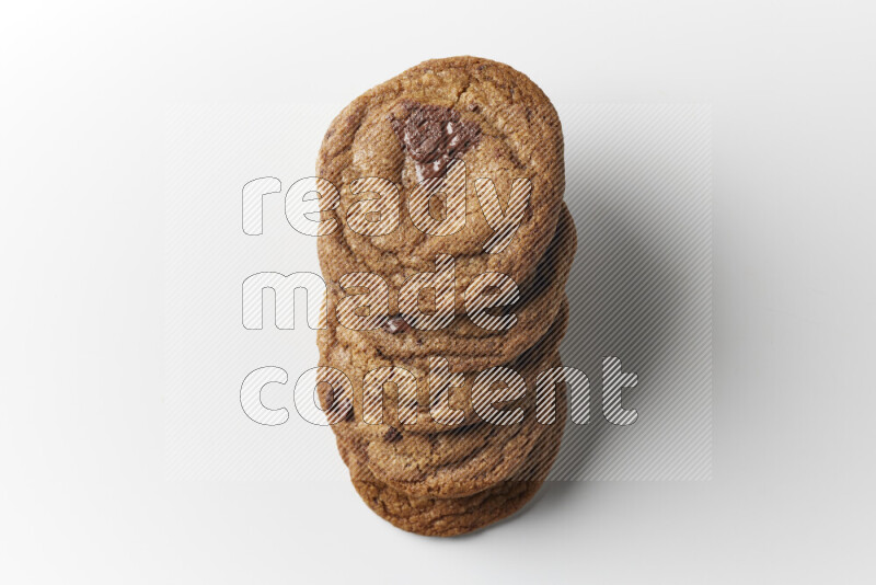 Chocolate chips cookies on a white background