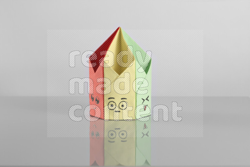 Origami pen holder on grey background