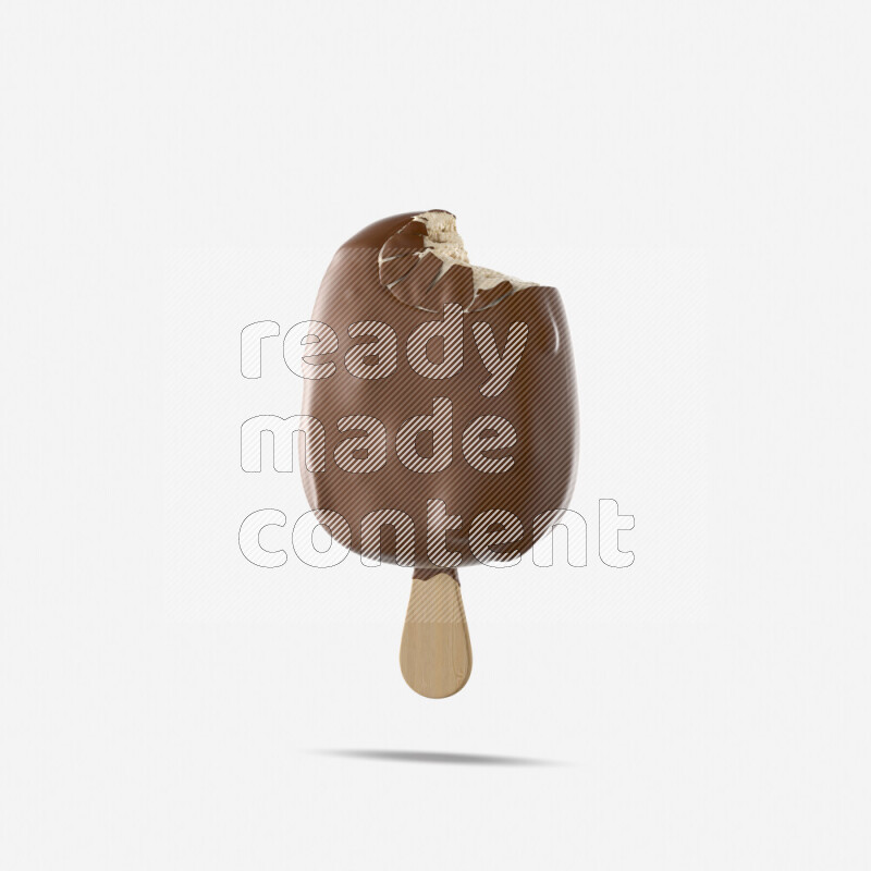 Chocolate ice cream stick mockup isolated on white background 3d rendering