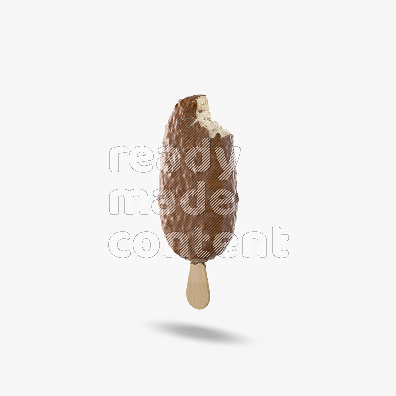 Chocolate ice cream stick mockup isolated on white background 3d rendering