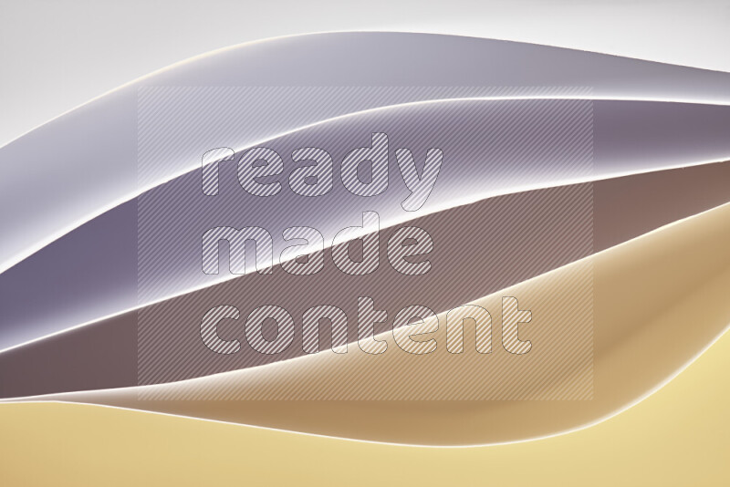 This image showcases an abstract paper art composition with paper curves in white and different warm gradients created by colored light