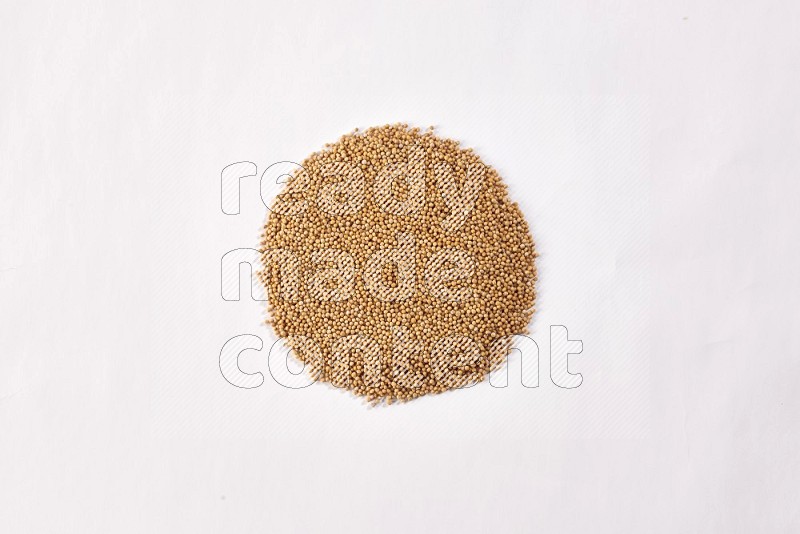 Mustard seeds in a circle shape on a white flooring