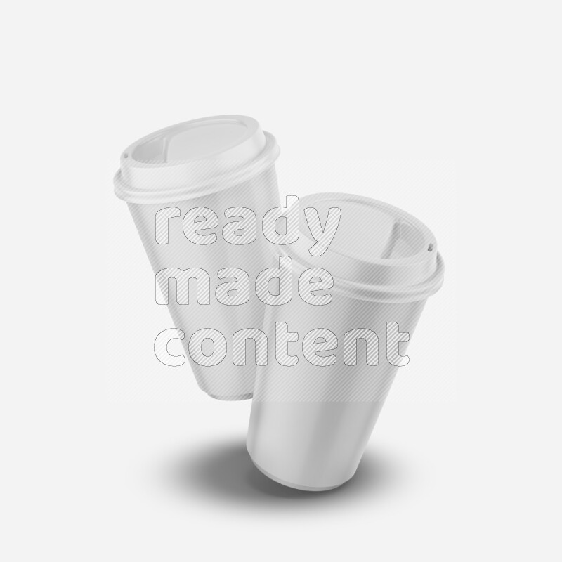 Paper hot cup mockup with cap isolated on white background 3d rendering