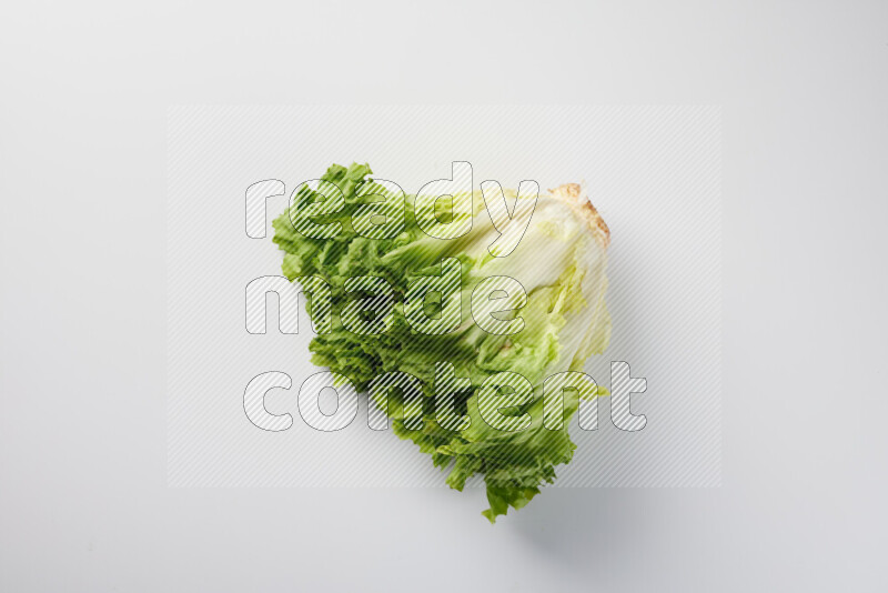 A fresh head of lettuce with green leaves on white background