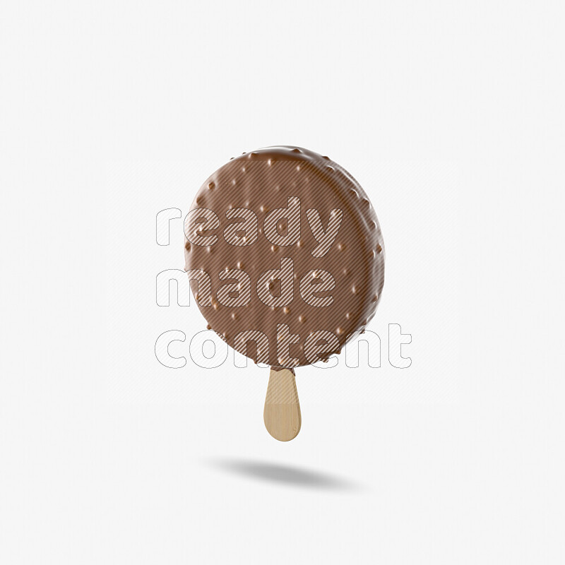 Chocolate ice cream stick mockup isolated on white background 3d rendering