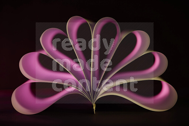 فن تجريدي يعرض منحنيات وتدرجات اللون الوردي مكونه بضوء ملون
