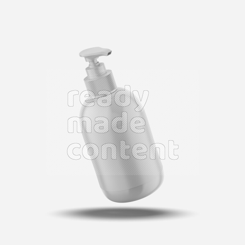 Plastic glossy cosmetic bottle with pump and label mockup isolated on white background 3d rendering