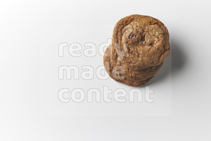 Chocolate chips cookies on a white background