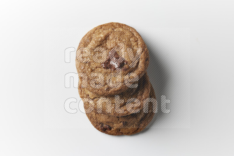 Chocolate chips cookies on a white background