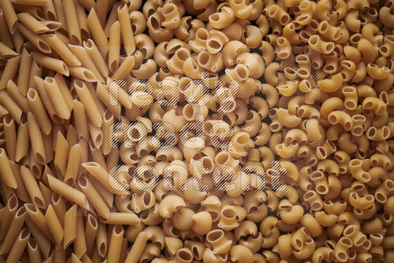 3 types of pasta filling the frame