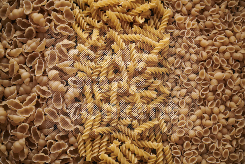 3 types of pasta filling the frame