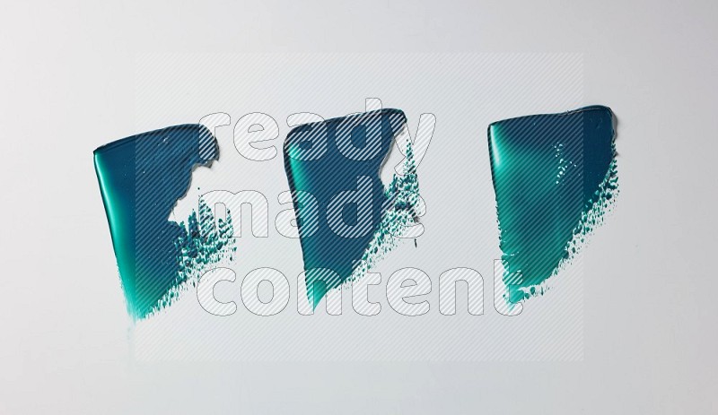 Turquoise painting knife strokes in on white background