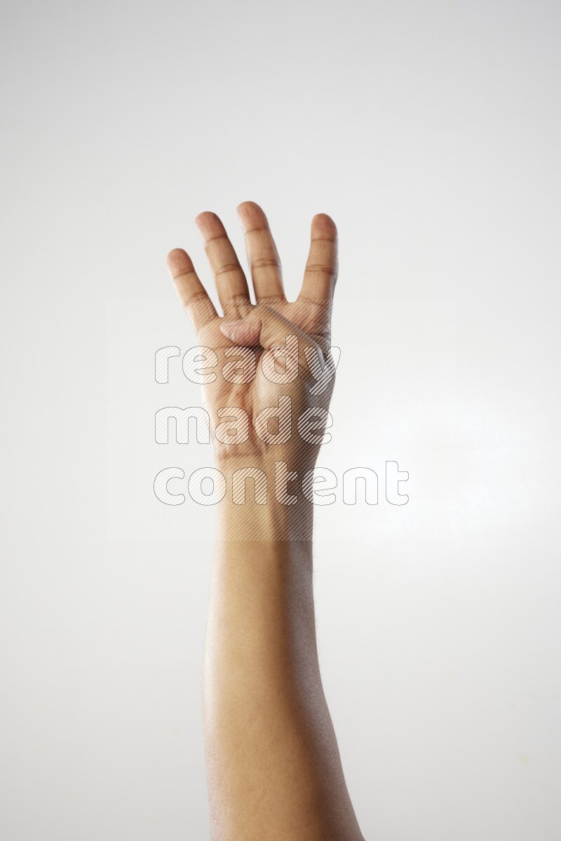 Male Hand with numbers sign on white Background