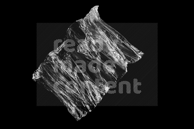 Transparent plastic textures on black background