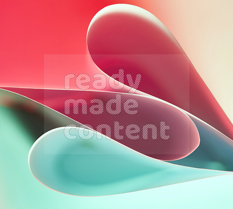 An abstract art of paper folded into smooth curves in green and red gradients