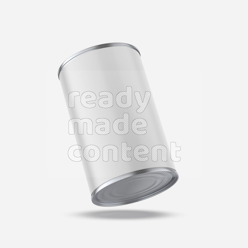 Glossy metallic tin can mockup with white blank label isolated on white background 3d rendering