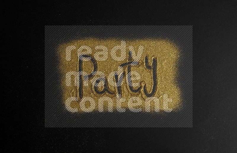 A word written with gold glitter on black background