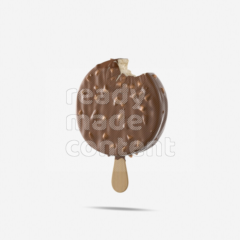 Chocolate ice cream stick mockup isolated on white background 3d rendering