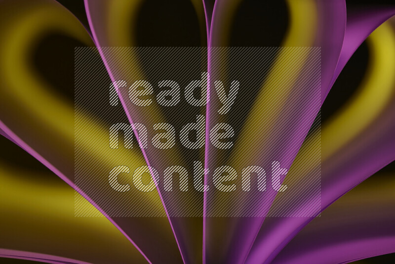 فن تجريدي يعرض منحنيات وتدرجات اللون الأصفر والوردي مكونه بضوء ملون