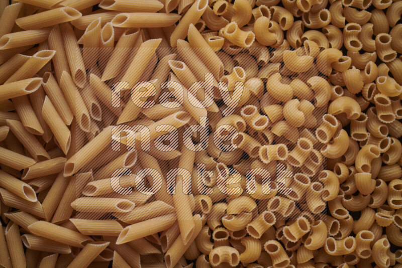 2 types of pasta filling the frame