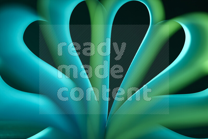 فن تجريدي يعرض منحنيات وتدرجات اللون الأخضر مكونه بضوء ملون