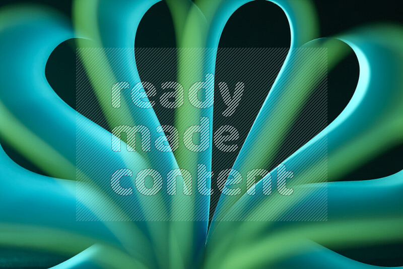 فن تجريدي يعرض منحنيات وتدرجات اللون الأخضر مكونه بضوء ملون