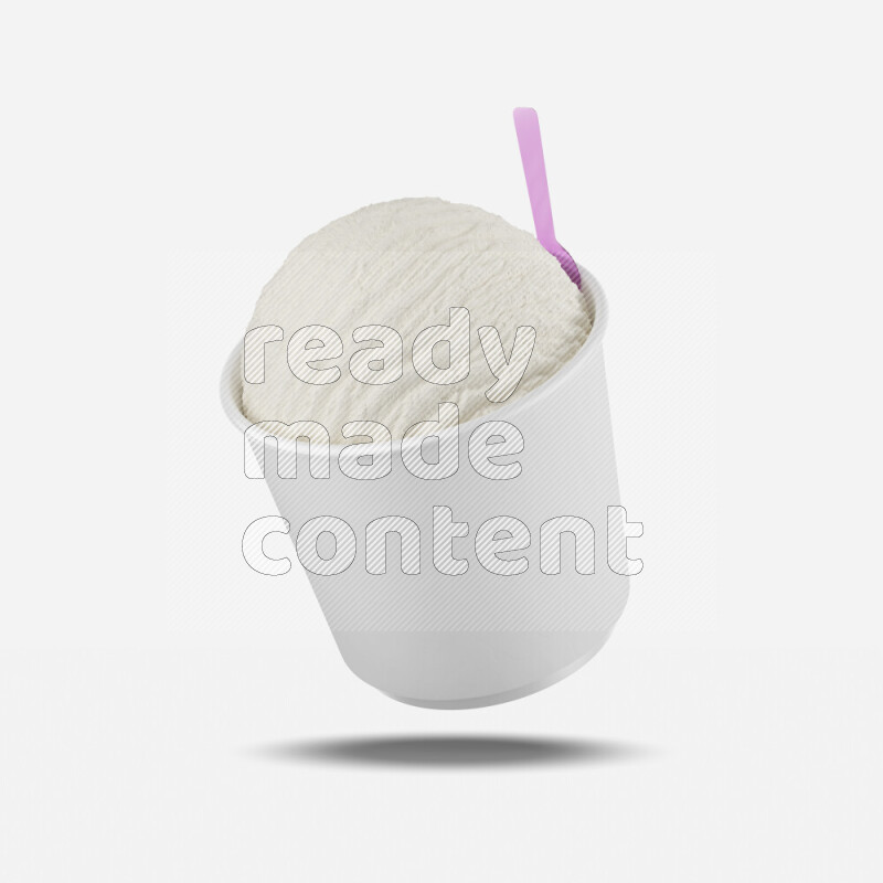 Ice cream in a white rough paper cup mockup isolated on white background 3d rendering