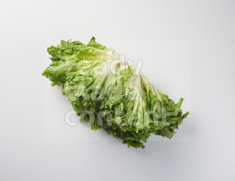 A fresh head of lettuce with green leaves on white background