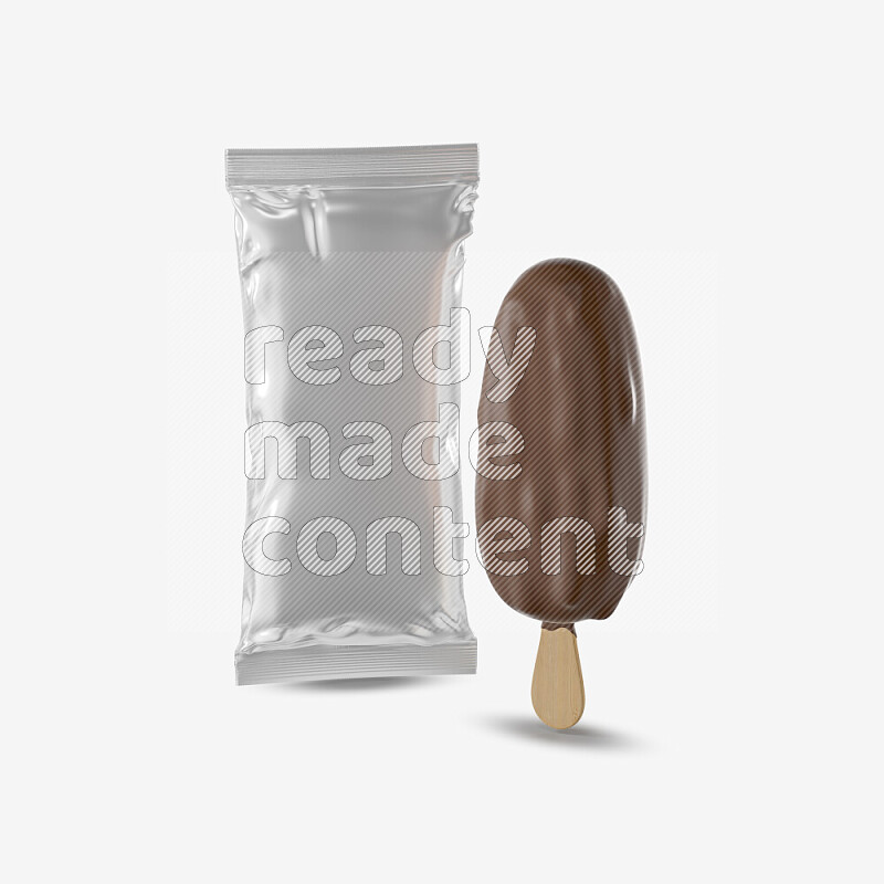 Chocolate ice cream stick mockup isolated on white background 3d rendering