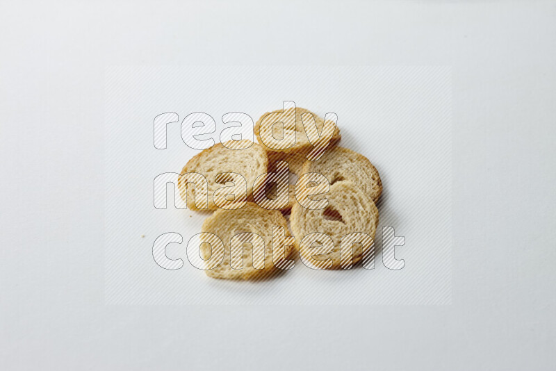 Assorted snacks on white background