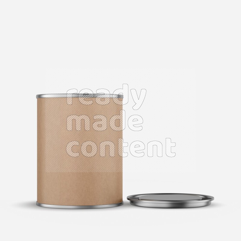 Small kraft paper tube mockup with metal lid isolated on white background 3d rendering