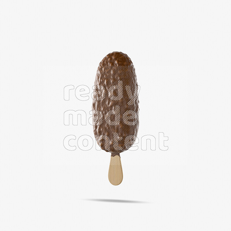 Chocolate ice cream stick mockup isolated on white background 3d rendering