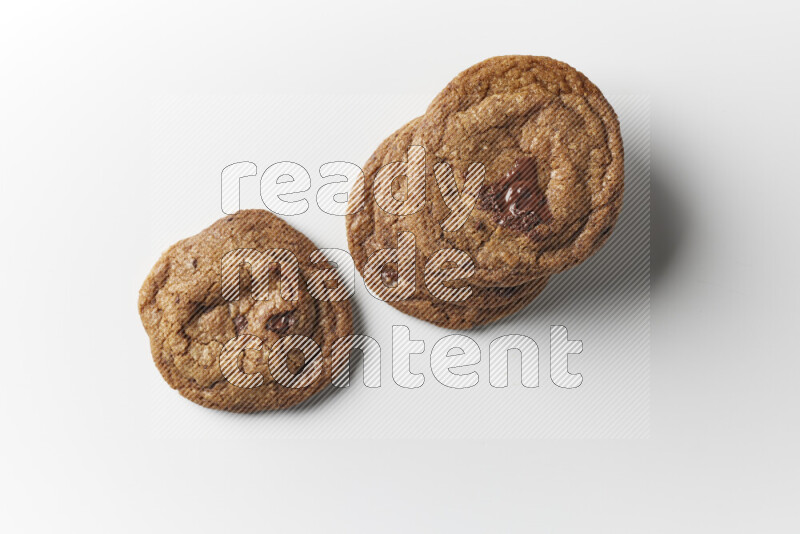 Chocolate chips cookies on a white background