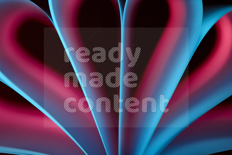 فن تجريدي يعرض منحنيات وتدرجات اللون الأزرق والأحمر مكونه بضوء ملون