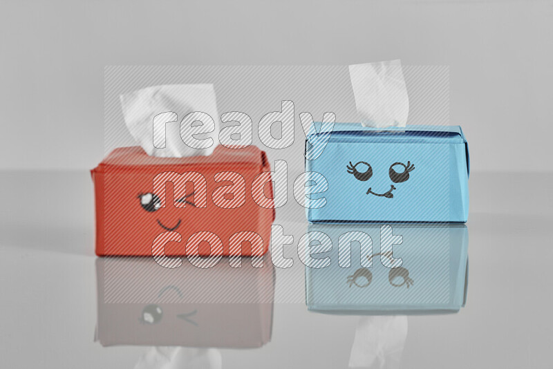 Origami tissue box on grey background