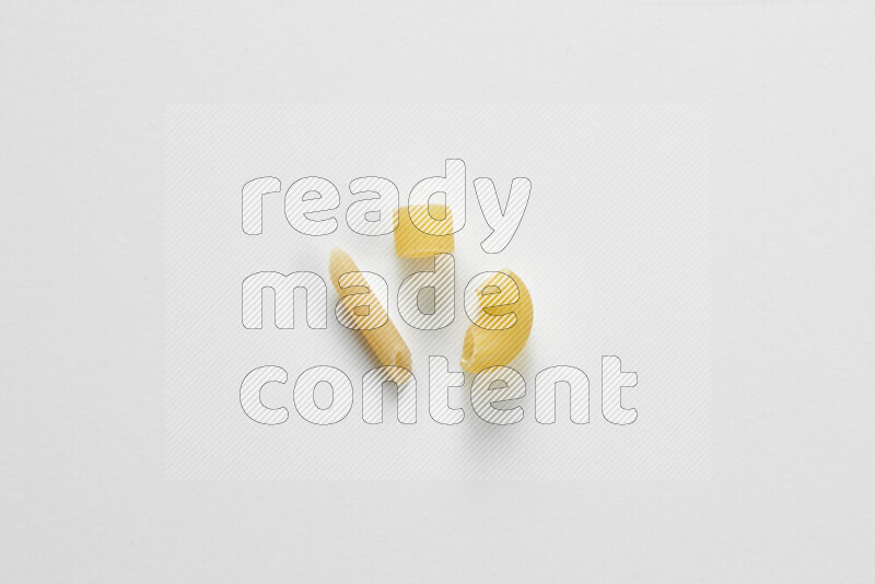 Different pasta types on white background