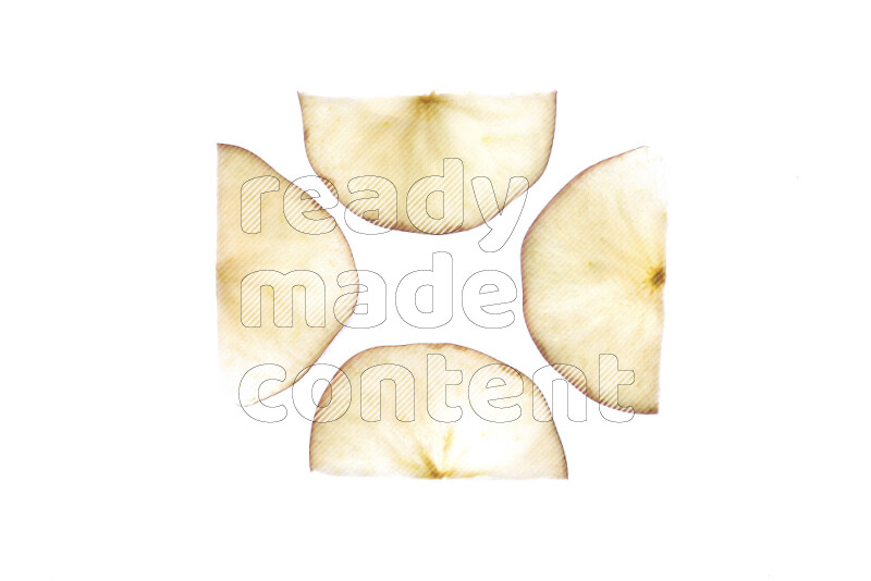 Apple slices on illuminated white background