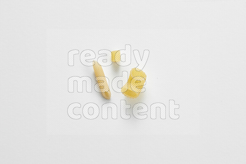 Different pasta types on white background