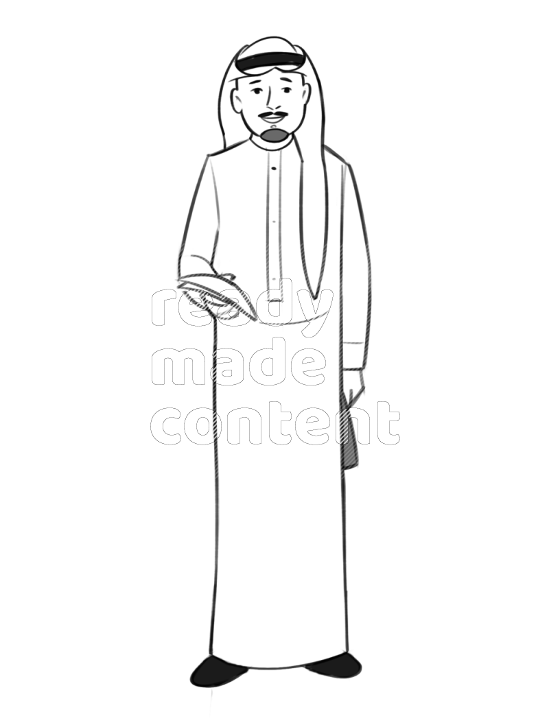 Saudi man handing a file standing different angles eye level