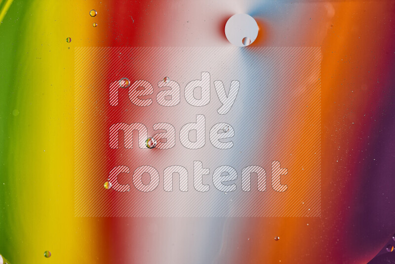 Close-ups of abstract oil bubbles on water surface in multicolors