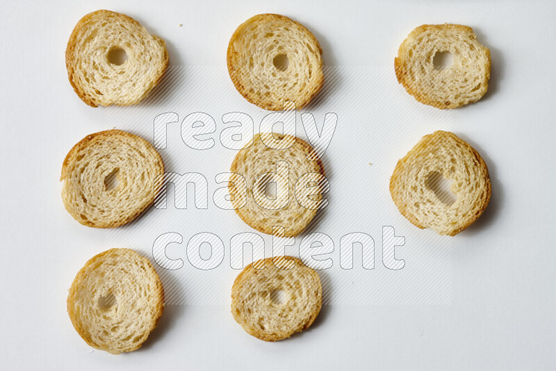 Assorted snacks on white background