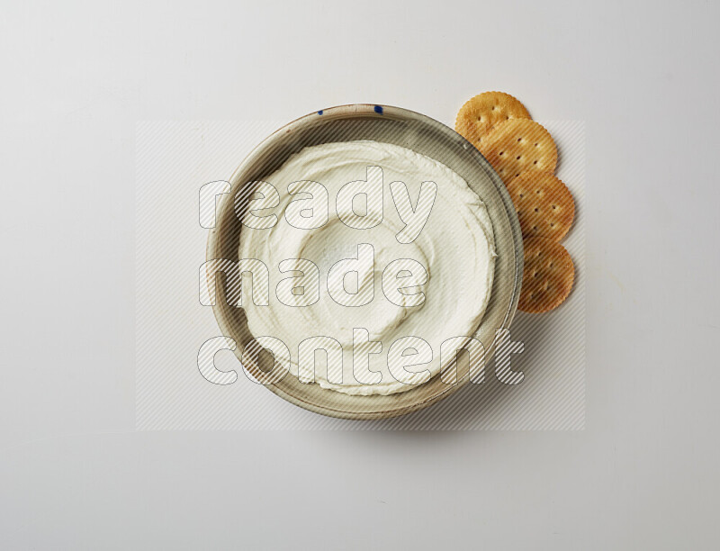 Plain Lebnah  in a grey pottery plate on a white background