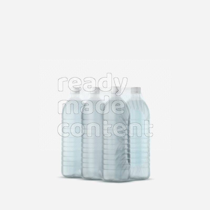 Plastic water bottles mockup wrapped isolated on white background 3d rendering