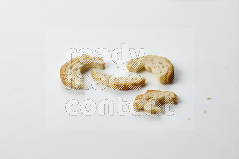 Assorted snacks on white background